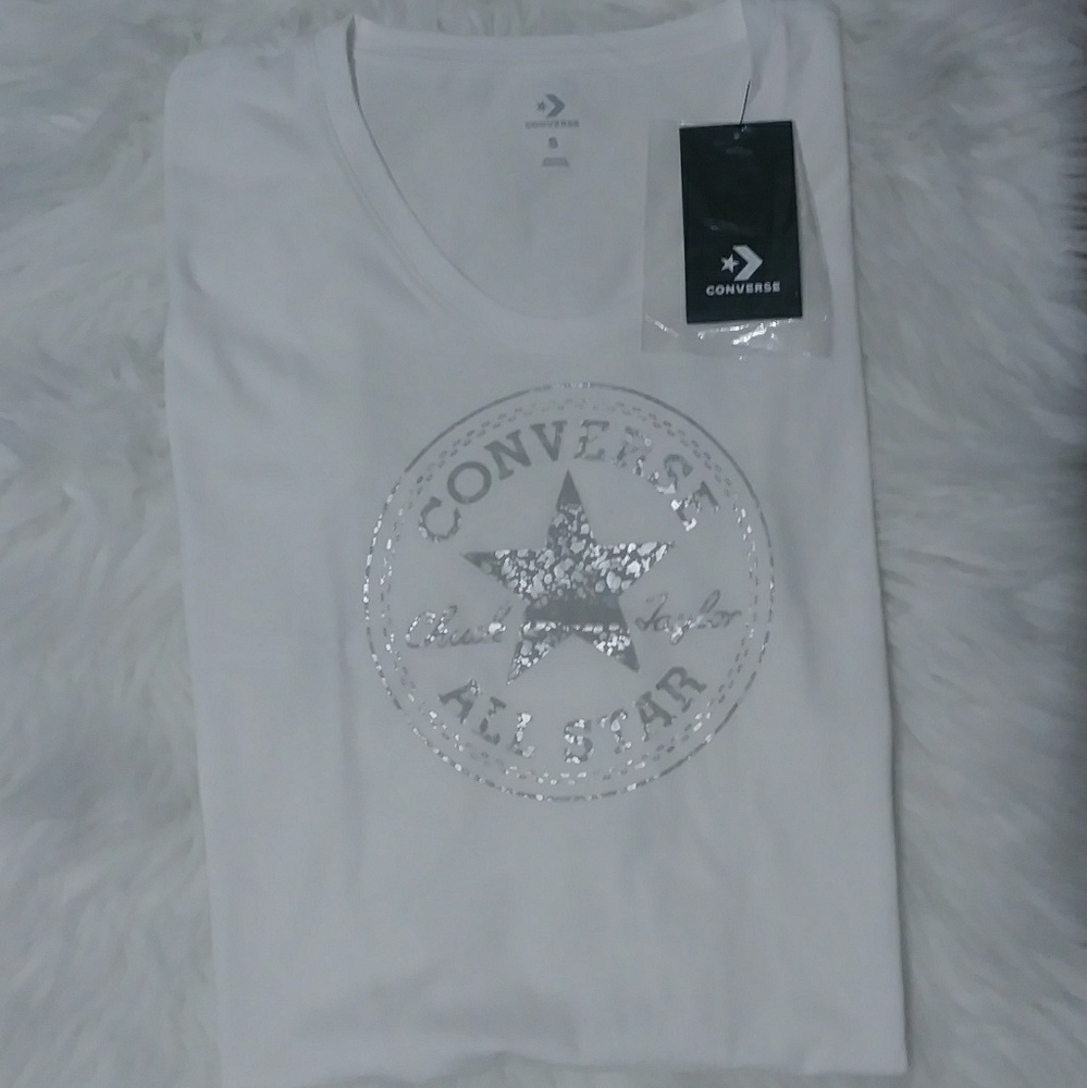 NWT Metallic Converse Chuck All Star Patch T-Shirt - Picture 4 of 6